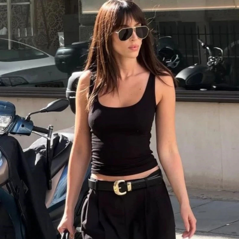Totem Sexy Vest Women Soft Short Tight Sleeveless Outwear Tank Top Tee Crop Casual TShirt Female Clothes 250407