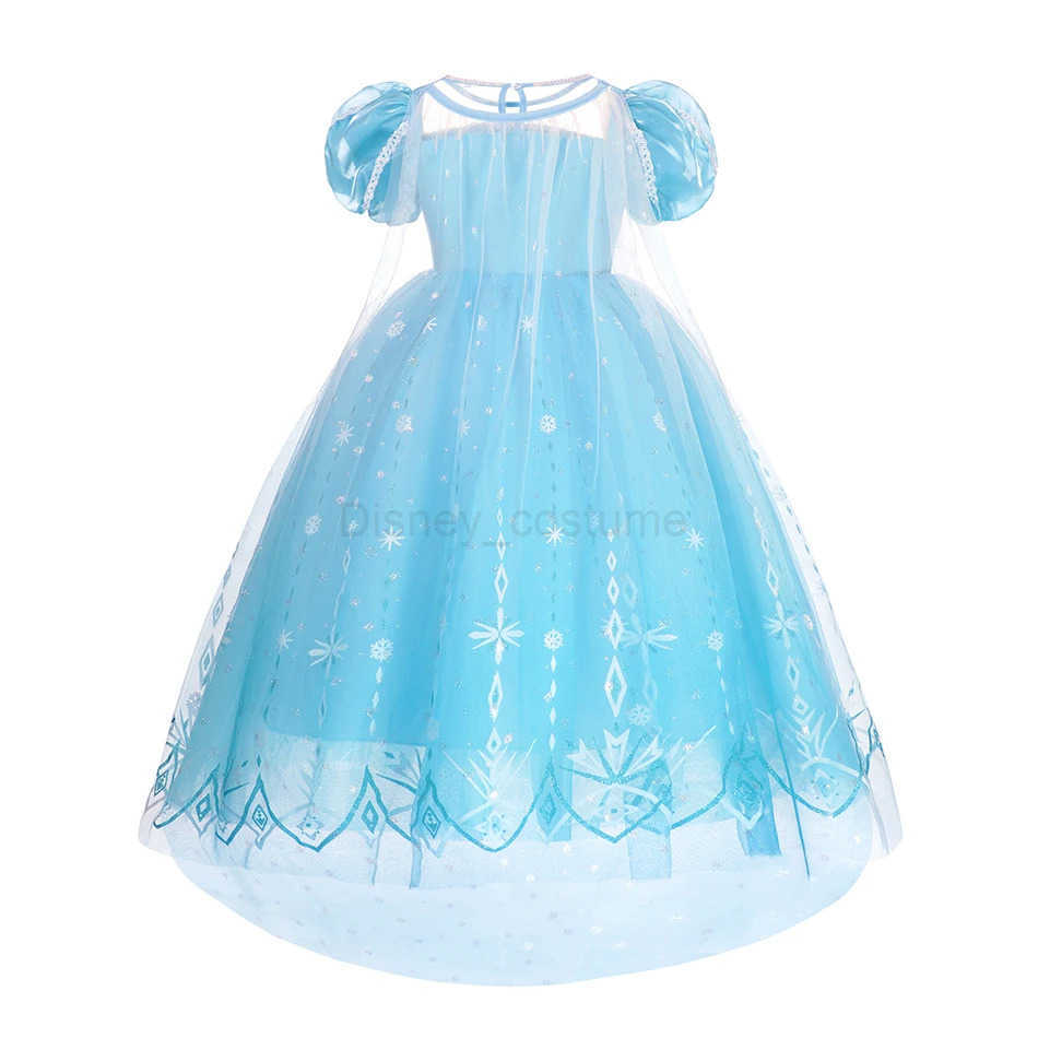 Disney Girl Snow Queen Costume Elsa Dress Kids Sequins Carnival Birthday Party Luxury Ball Gown 2-10Y Children Clothes Puffy Sleeve X250408
