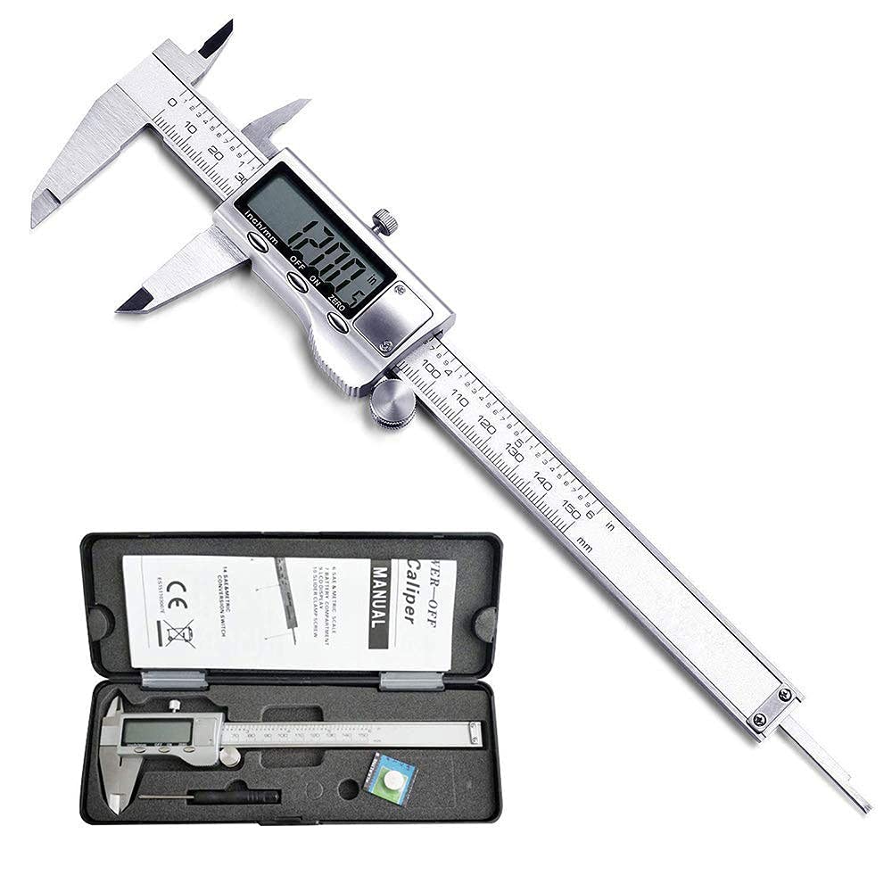 Metal Digital Caliper, Caliper Measuring Tool, Electronic Micrometer Caliper with Large LCD Screen, Auto-Off Feature, Inch and Millimeter Conversion (6 Inch/150 mm)