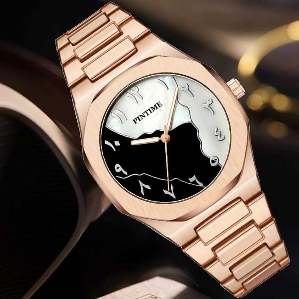 Arabic numeral shell face mens watch luxury brand steel band quartz fashion creative watch Y250407