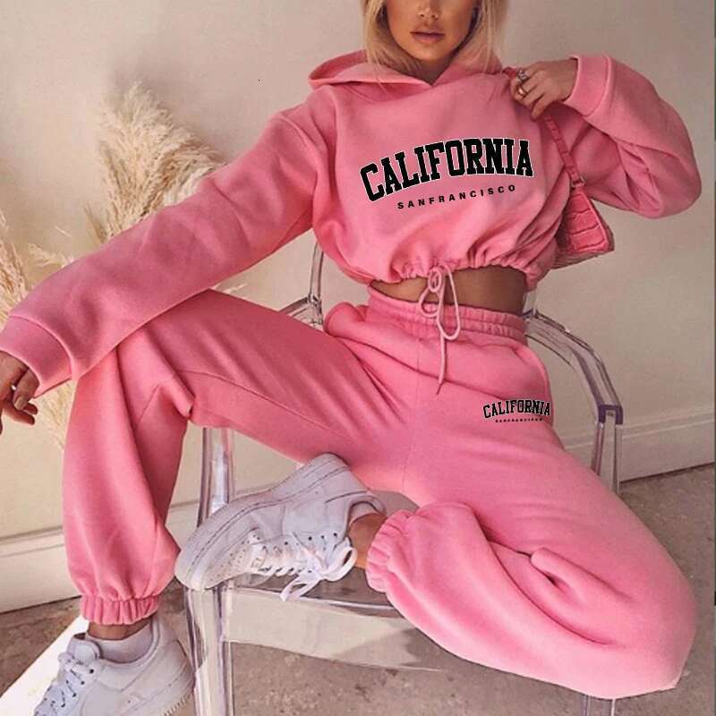 Dressing Drawstring Hooded Hot Sales Daily Casual Women's Tracksuit Fashion Two Piece Set For Women Retract Your Waist Short Top