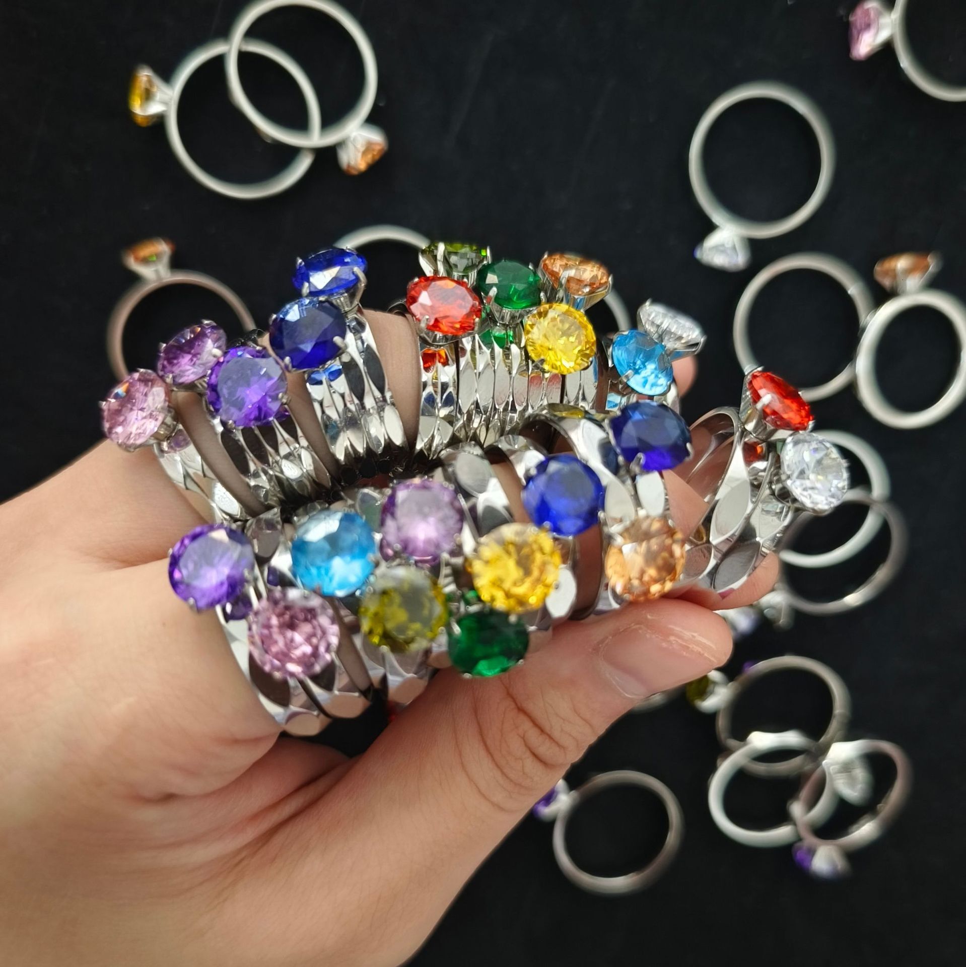 Top Source New Twelve Birthdays December Birth Stone Zirconia Hand Decoration Month Stainless Steel Ring