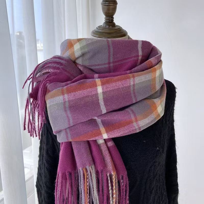 T437 plaid scarf Korean version of winter cashmere autumn and winter thick warm all-match scarf shawl student couple