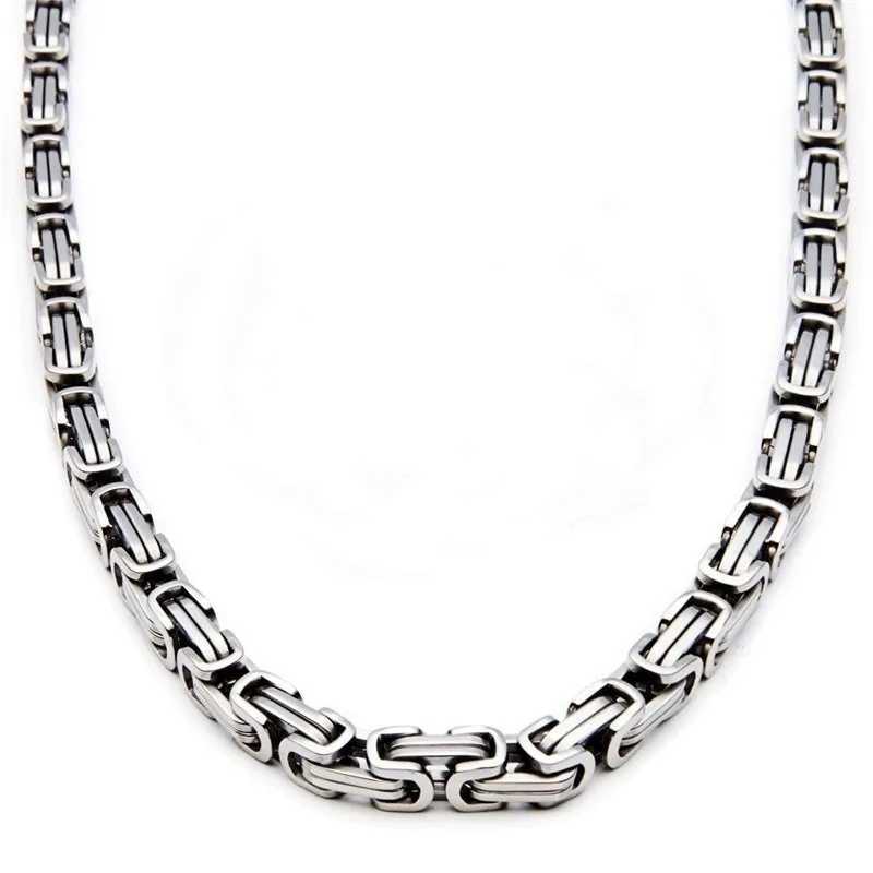 Stainless steel Byzantine chain woven chain necklace bracelet set for mens bicycle punk hip-hop rock jewelry accessories Y250408