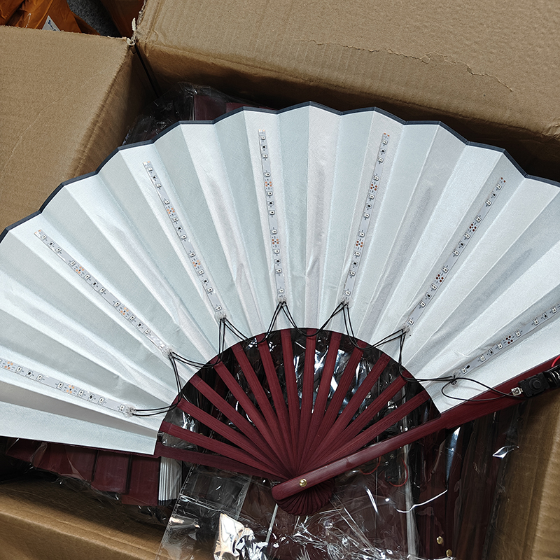 13inch Luminous Folding Rave Fan Led Play Colorful Hand Held Abanico LED Fans For Dance Neon DJ Night Club Party