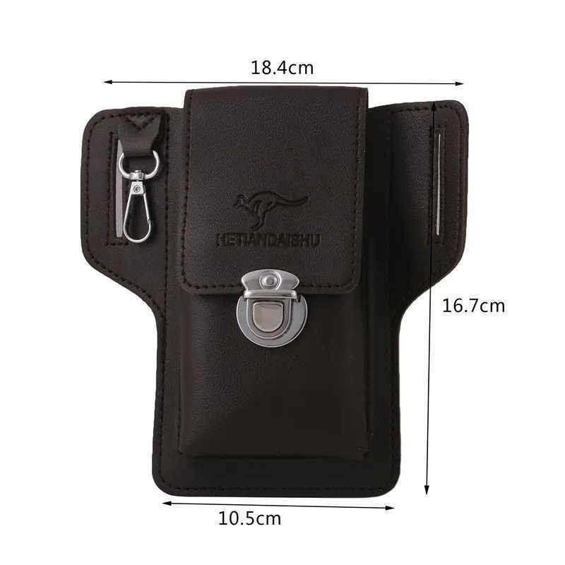 Leather mobile phone bag set mens fan-shaped bag key vertical summer mens work website waist bag wearing waist belt around. Z250407