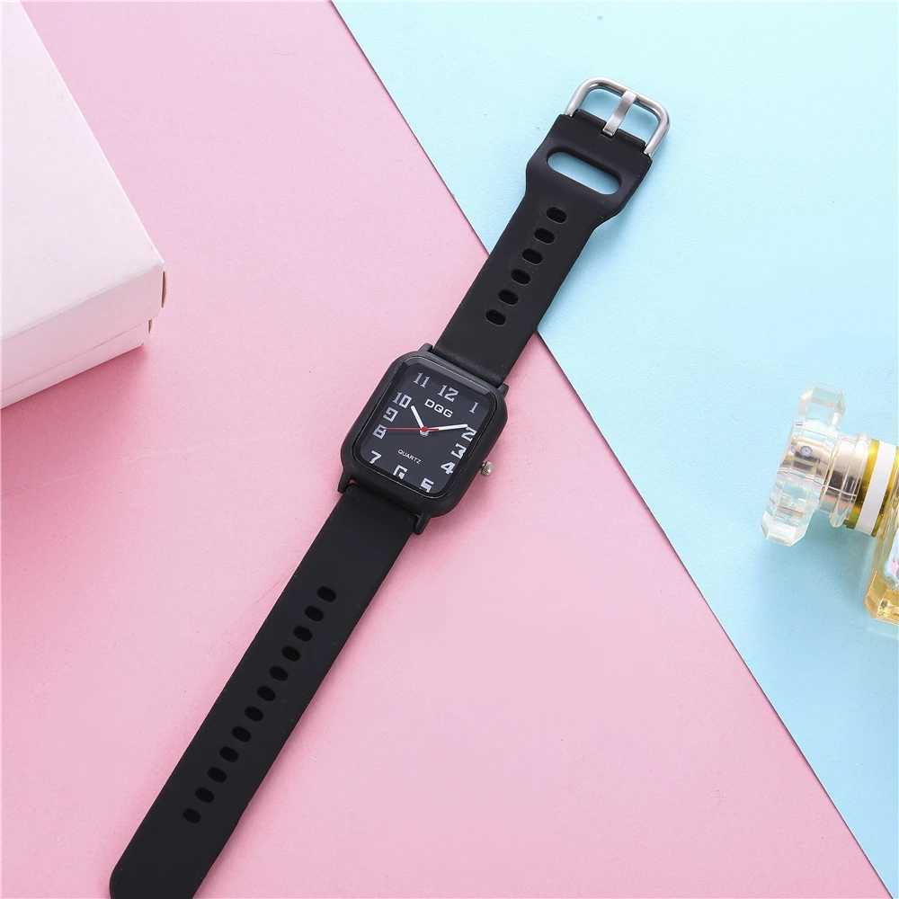 Fashion Sports Womens DQG Brand Watch Simple Rectangular Number Womens Quartz Watch Casual Silicone Strap Dress Gift Watch Y250407