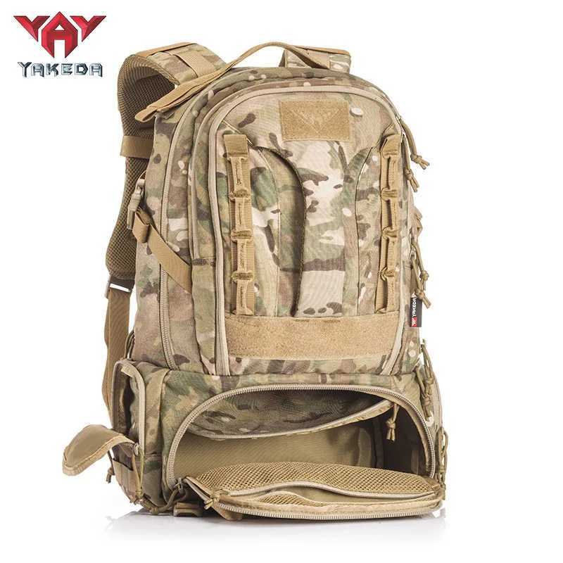 YAKEDA Large Capacity Backpack Multifunctional Tactical Backpack Camouflage Sports Outdoor Bag Mountaineering Camping EquipmentC250407