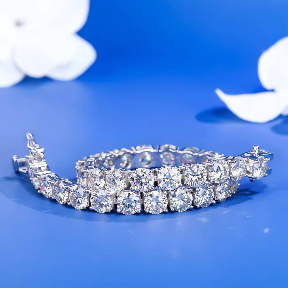 High-End Moissanite Tennis Chain 2-6mm Girls Jewelry Bracelet Fashionable Handmade Foreign Trade Accessory
