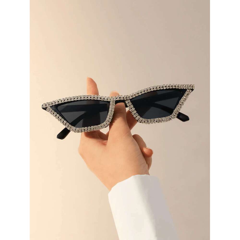 1PC Fashion Cat Eye Plastic Frame Rhie Decor Sunglasses For Outdoor Daily Life Shades Eyewear Accessories.