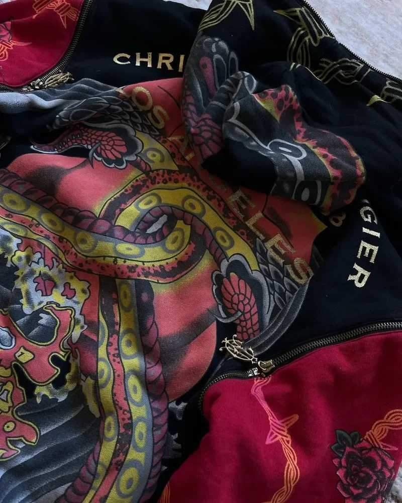 Y2K Retro Style New Fashion Design Trend Zipper Hoodie Hip Hop Harajuku 3D Printed Loose Sweatshirt Couple Casual Punk Hoodie W250408