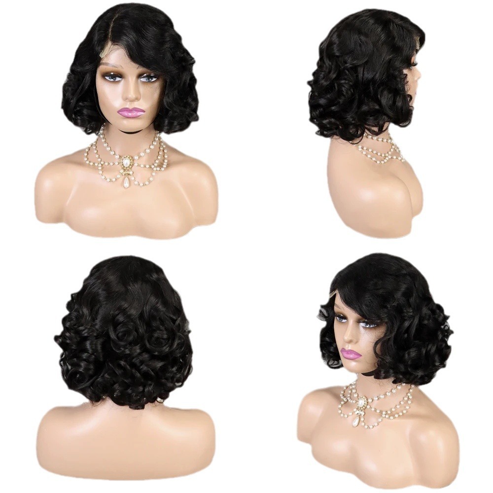 Body Wave Short Wigs Human Hair 4X4 Bob Wig Lace Front H