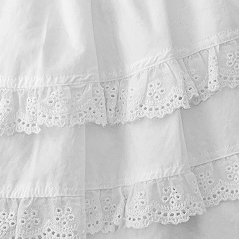 Teen Girls Sweet Cute Lace Cake Skirt Kawaii Lolita Summer Mini Layered Ruffles Casual teenager Girls Kids A-line Skirt 250408