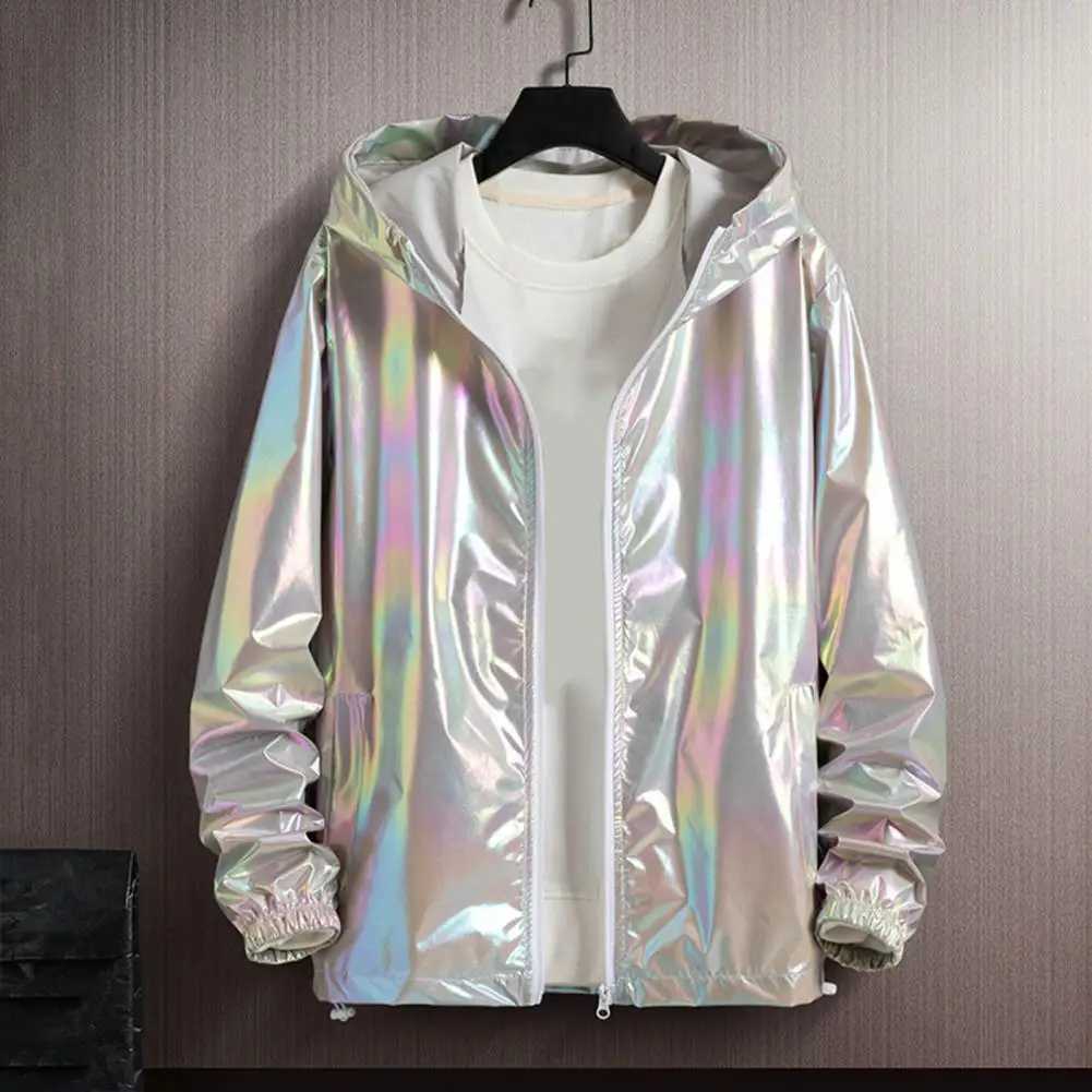 Sunscreen jacket spring and autumn colorful bright face Sunscreen clothing thin fashionable hooded windproof jacket streetwear M250408