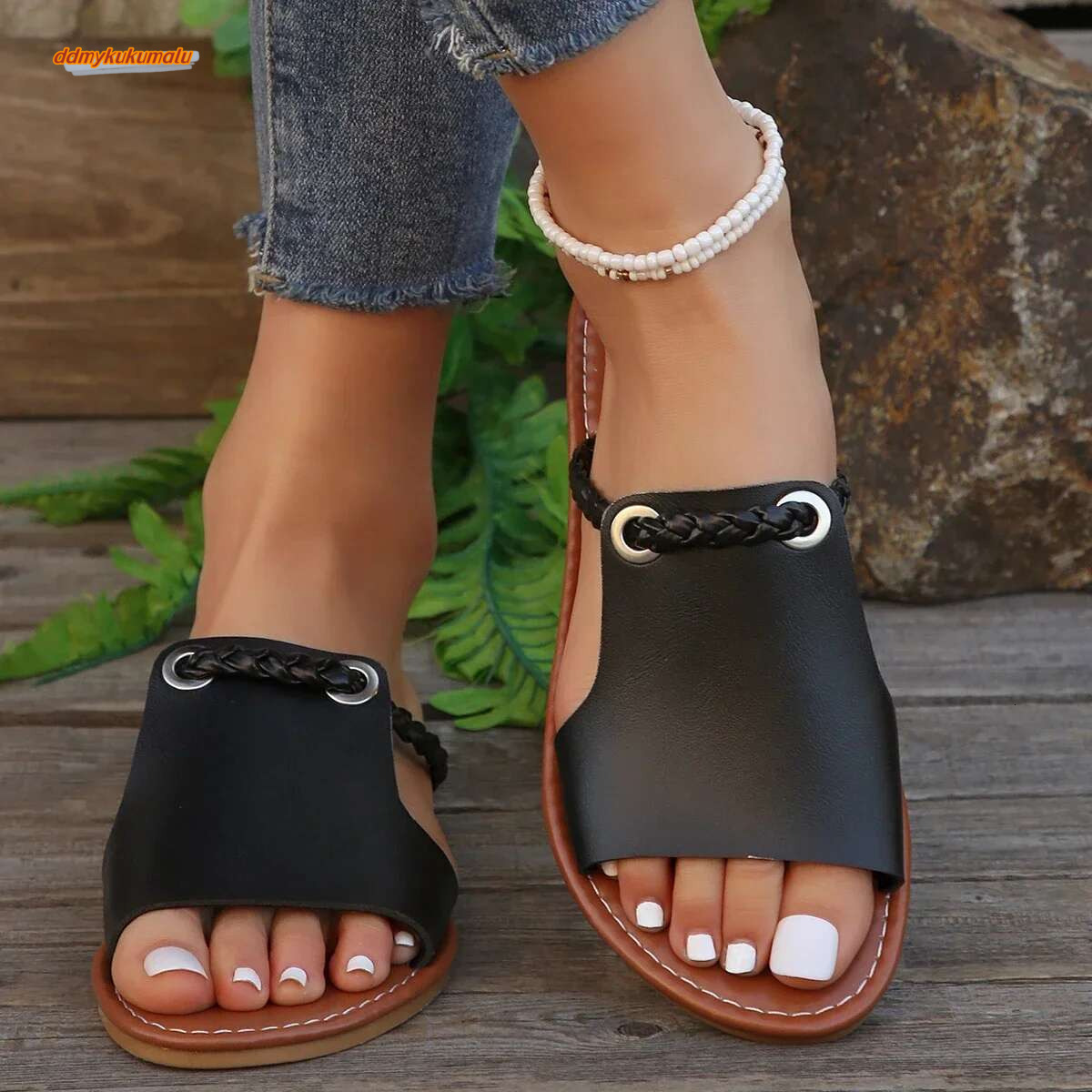 2024 New Summer Flats Casual Slippers Sandals Fashion Flip ps Beach Shoes Slides Women atos De Mujer