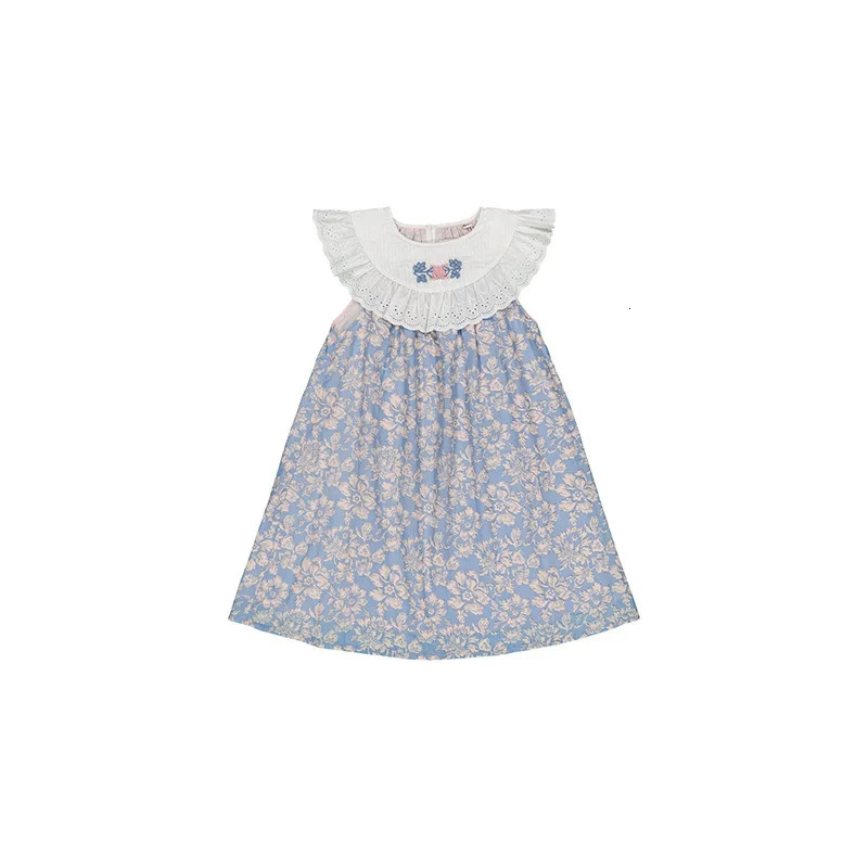 Korean Kids Girls Dress 2025 Spring Summer Baby Girl Flower Cotton Shirts Shorts Princess Dress Childrens Outdoor Clothing 250407
