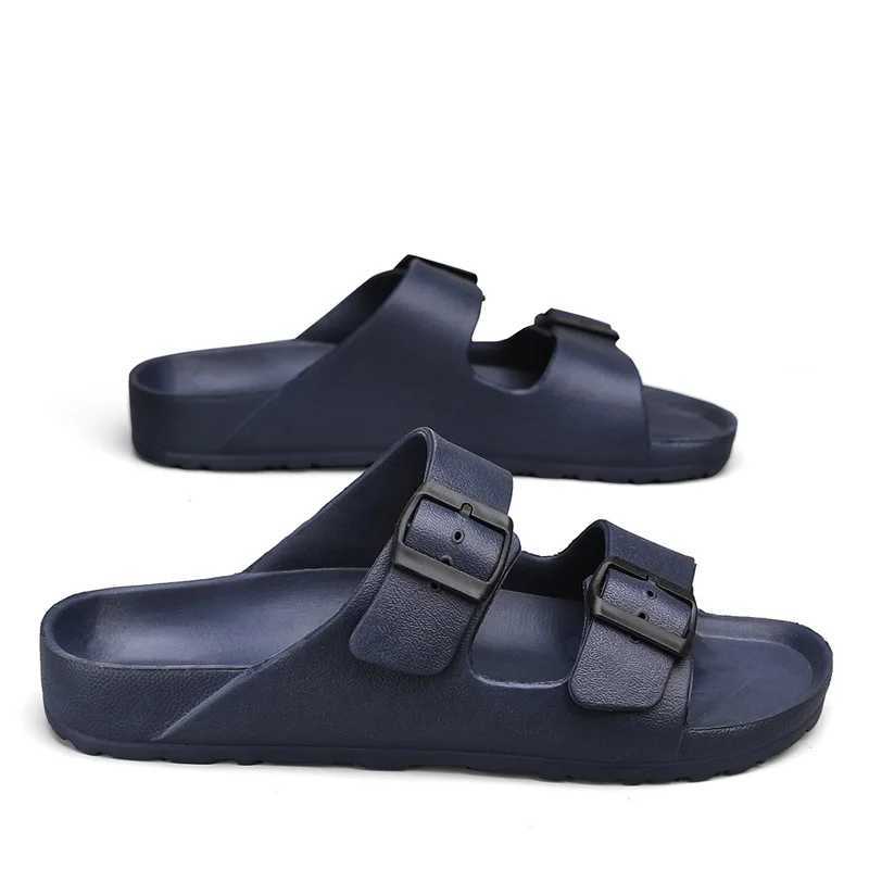Ultra Light Slippers With Double Buckle Men Women Slides Lightweight EVA Quality Clogs Garden Shoes Beach Slip On SandalsC250418