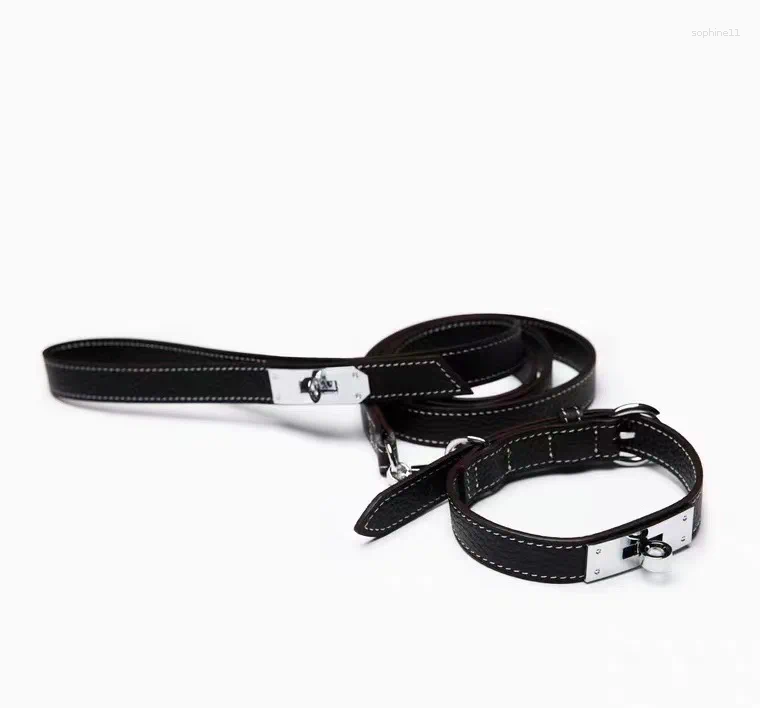 Update Ins Pet Products Lychee Pattern Cowhide Love Horse Dog Collar Medium And Small Traction Rope Wholesale