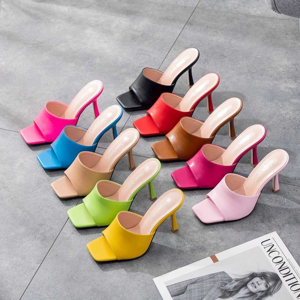 Crystal Queen Womens 9cm High Heels Mule Fetish Summer Sandals Stiletto ShoesXJ250407