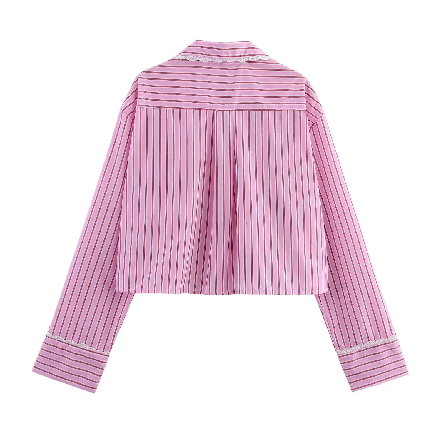 TRAF Women 2025 Spring Fashion Lazy Style Striped Lace Stitching Shirt Chic Suspender Belt with Wide Leg Pants suit Mujer 250408