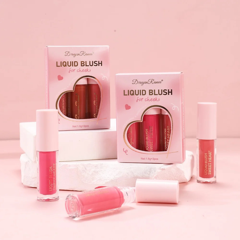 Three piece matte liquid powder blusher natural fluorescence durable delicate color transparent light 250325