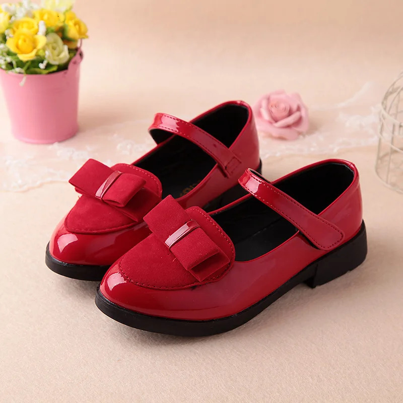 Children Synthetic Leather Mary Jane Little Girl Princess Shoes Soft Soled Bow Single Shoes 250407