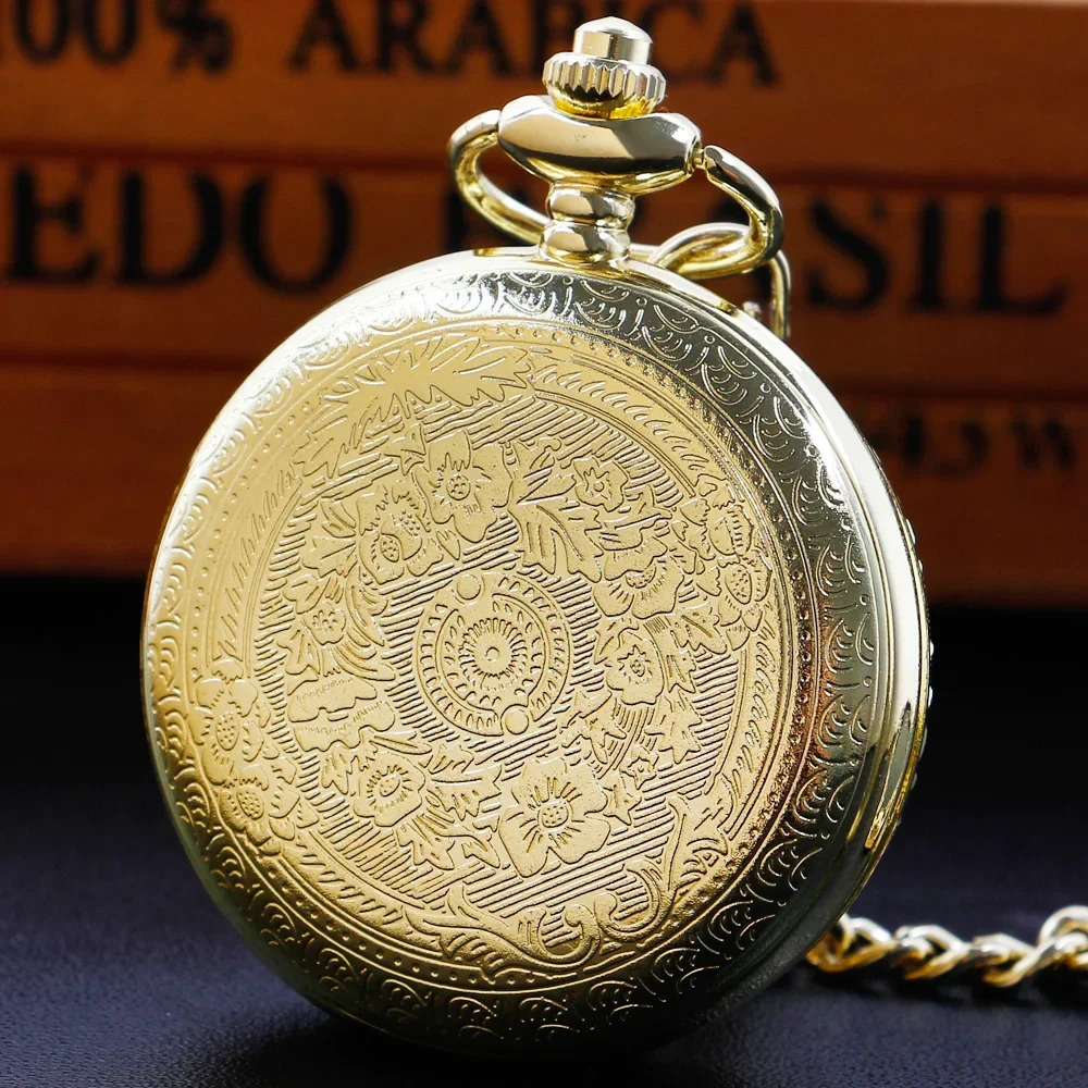 Minimalism Vintage Gold Pocket Watch Antique Quartz Chain Clock Pendant Jewelry Timepiece Gift for Women Men 251107