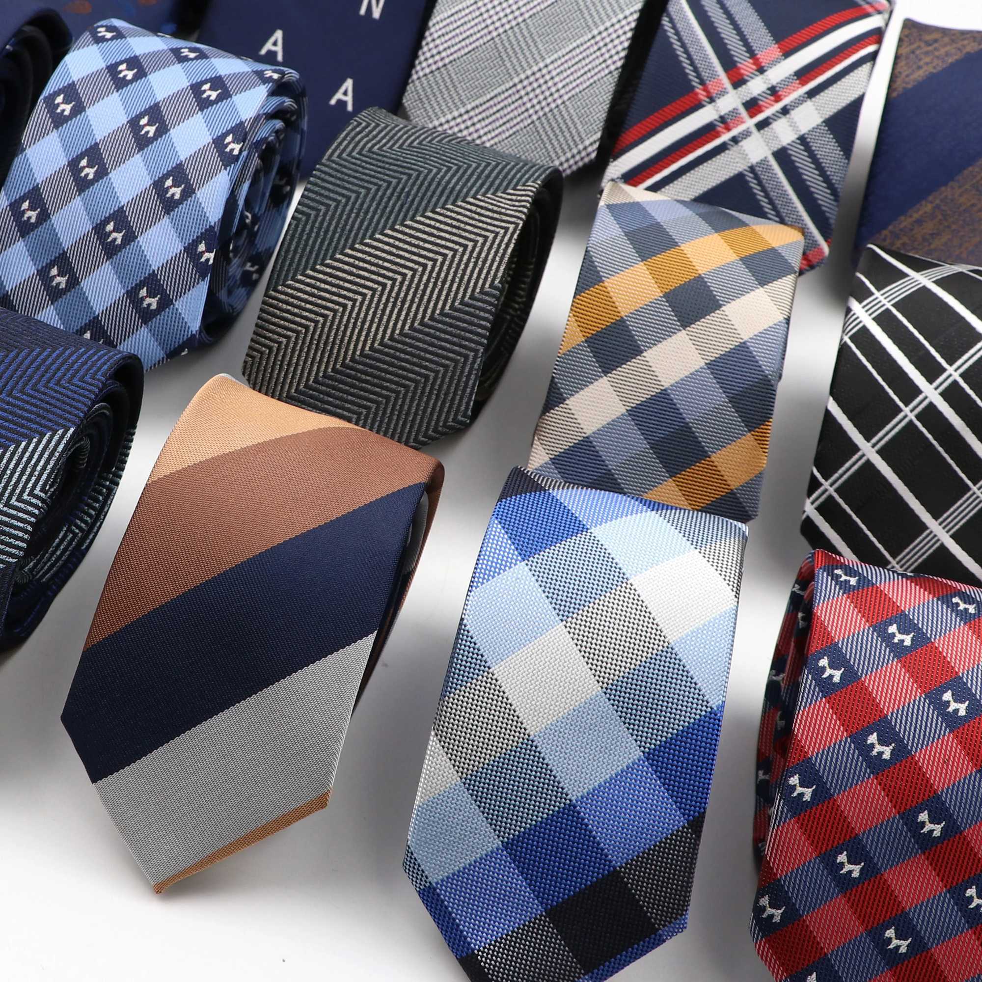 Fashion 6cm Narrow Polter Necktie For Men Business Meeting Formal Jacquard Striped Plaid Skinny Tie Daily Wear Cravat Gift X250407