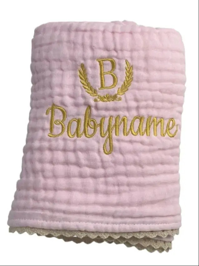 Personalized Baby Six-layer Gauze Cotton Thread Lace Blanket Swaddle Towel Baby Stroller Blanket Bath Towel Wind Po Blanket 250408