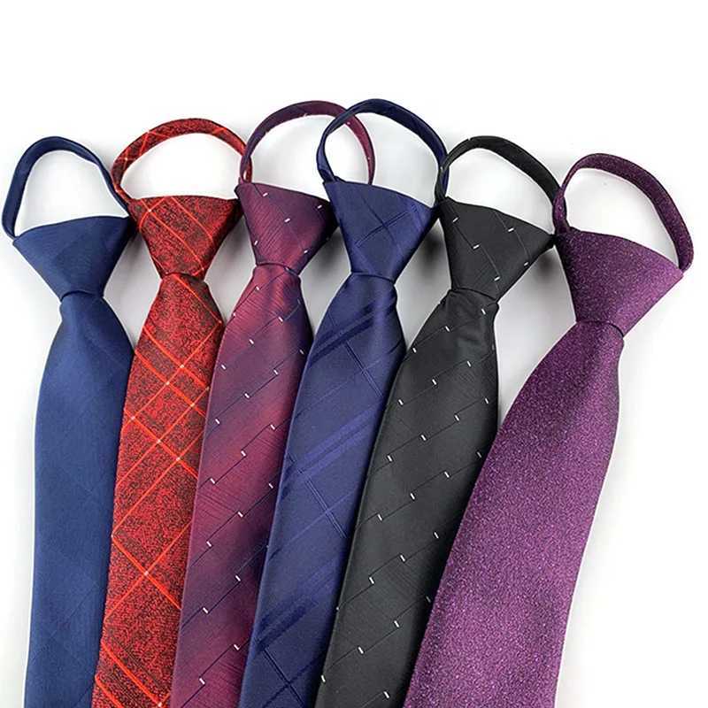 7cm Mens Tie Pre-tied Business Wedding Easy Wear Neck Tie Zipper Lazy Pre-tied Korean Style Solid Plaid Wen Necktie X250407