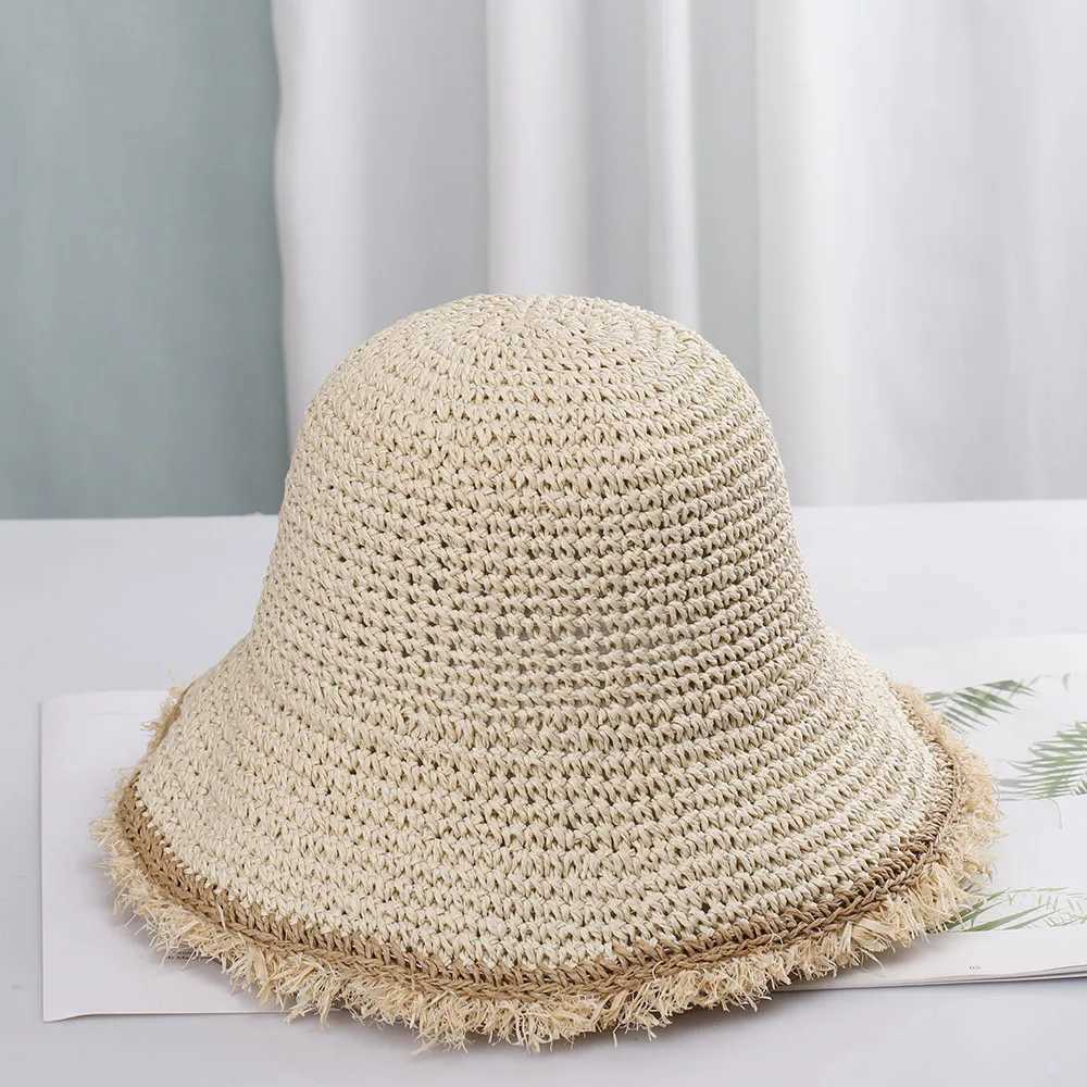 2023 Wens Straw Hats Chinese Straw Hat Panamas UV Protection Sun Visor Beach Hats Wen Visors Foldab Fa Summer Sun HatC250407