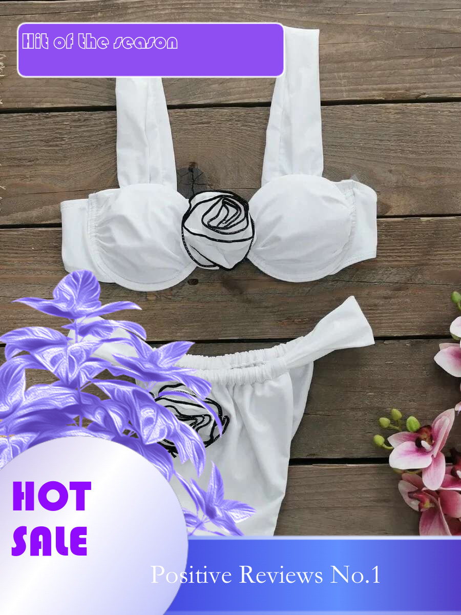 Dongdumaoyi Swimsuit Women Sexy D Floral Bikini Set White Push Up Underwire Micro Swimwear Beach Bathing Suit Thong Bikinis Biquini