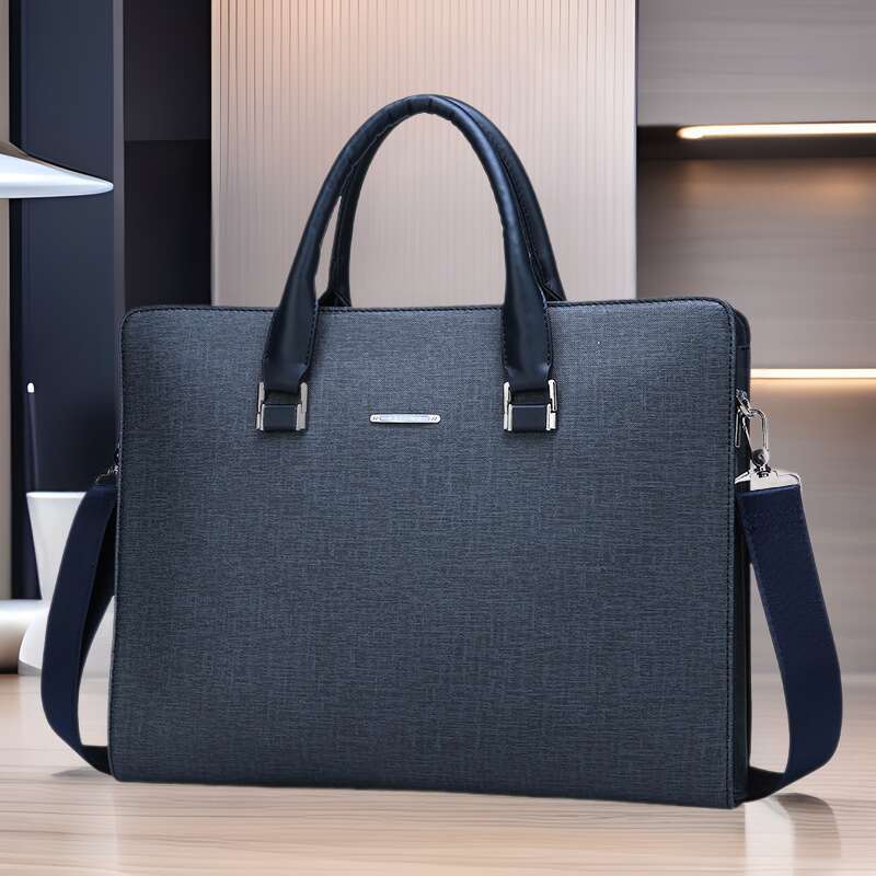 Large capacity business men's handheld horizontal style official document, foreskin material, single shoulder diagonal cross computer bag, new ca