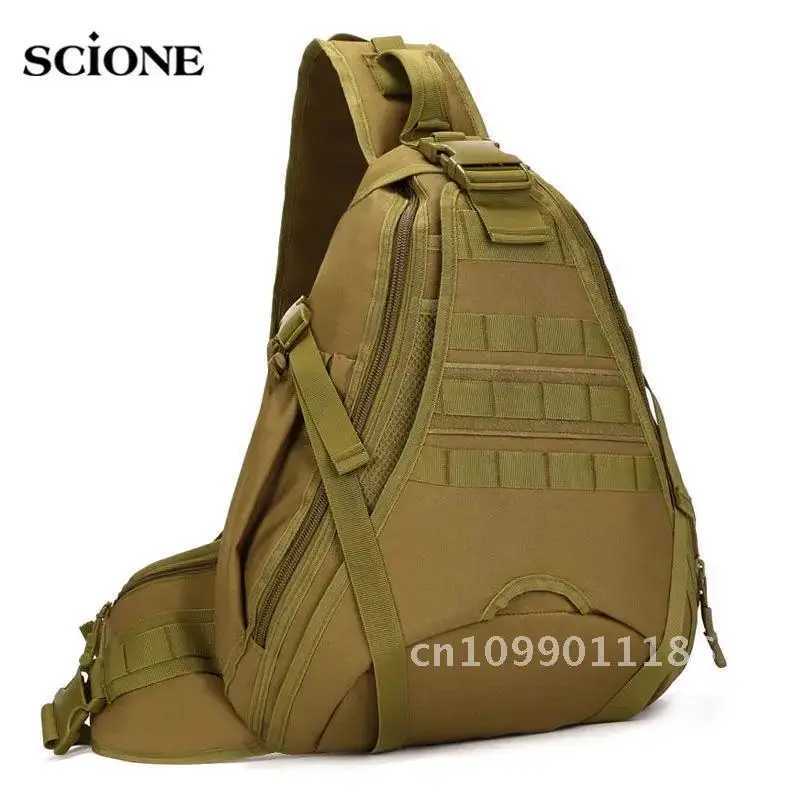 Men Tactical Backpack Single Shoulder Bag Chest Molle Crossbody Outdoor Camping Sling Waterproof Laptop Hunting Fishing BagsC250407