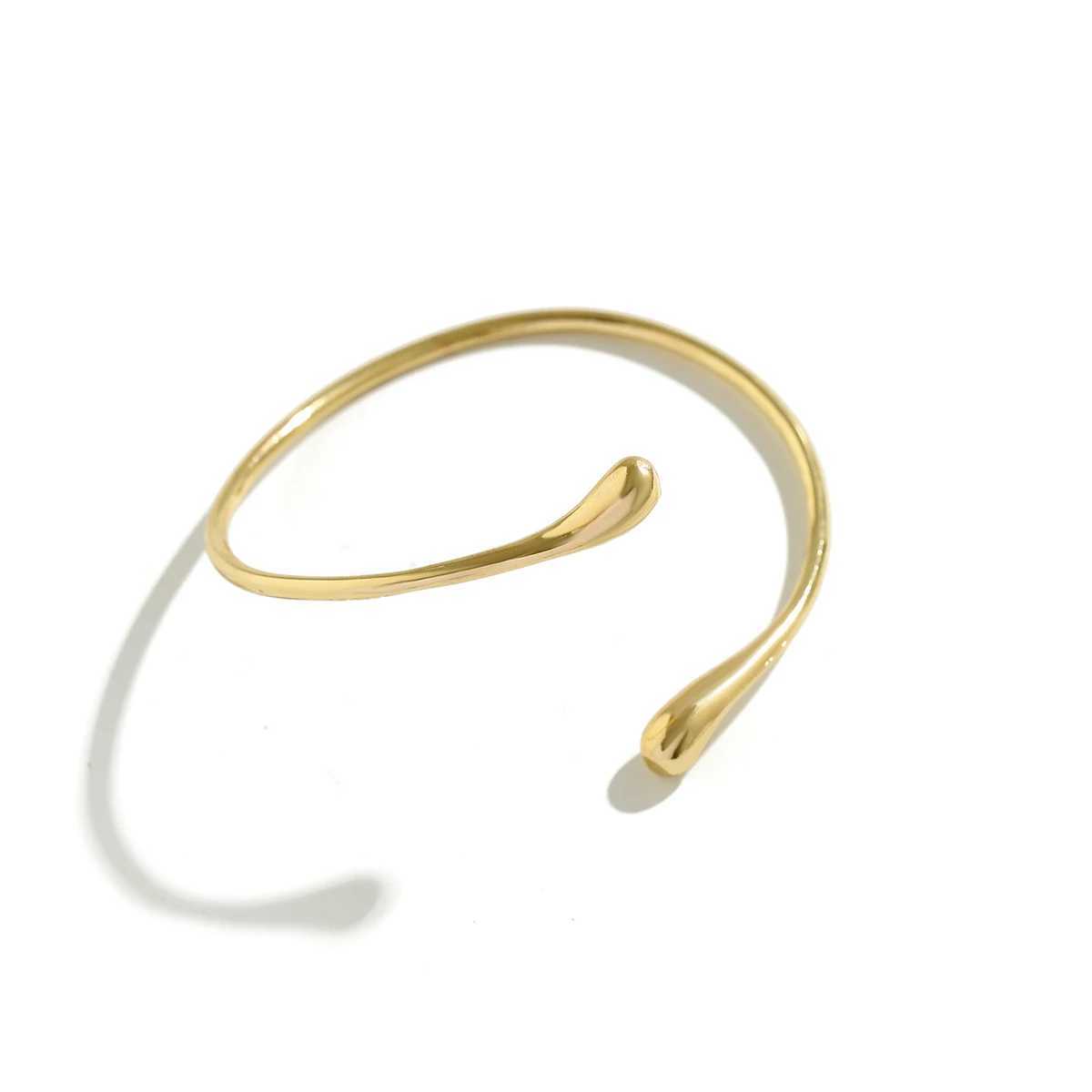 Salircon Simple Metal Water Drop Open Upper Arm Bracelet Bohen Smooth Upper Arm Bracelet Wens Casual Party Jewelry Gift C250408