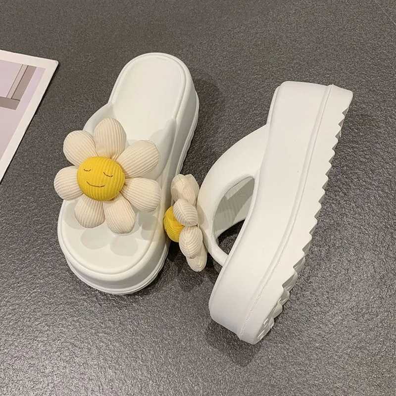 Womens summer cute flower slider womens indoor N-Slip sandals womens outdoor thick soled flip cover adult cute EVA sliderXJ250407