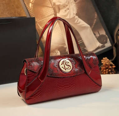 Siweiya's New Patent Leather Glossy Women's Bag With Large Capacity, Light Luxury, Straight Handbag, Snake Pattern