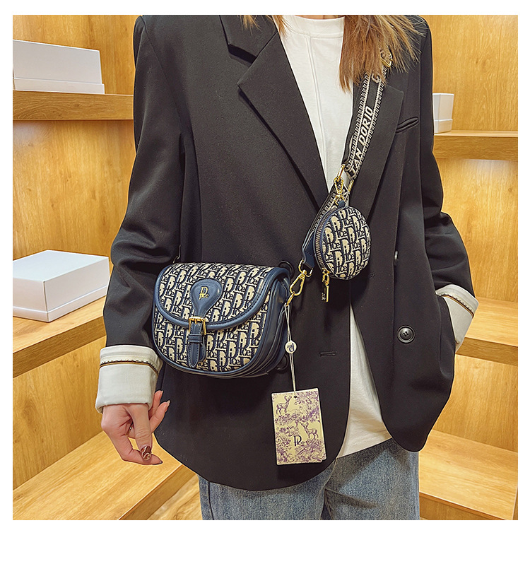 2025 Women's retro fashion saddle semicircular letter trendy women's large-capacity three-in-one temperament and texture cross body bag