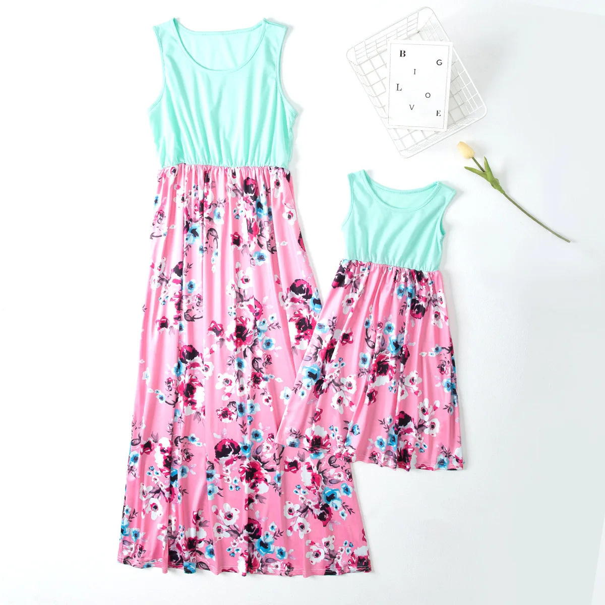 Summer Mommy And Me Dress Mother Kids Family Matching Outfits Fashion Print Baby Girl Clothes Children Dresses 1-9 Years 250407