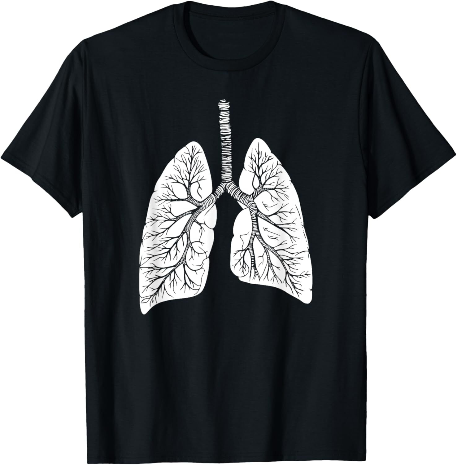 T shirt for Mens Lungs Anatomical White Line for fans of Breathing and Air Graphic Tee Casual Tops Clothes Short sleeve cool