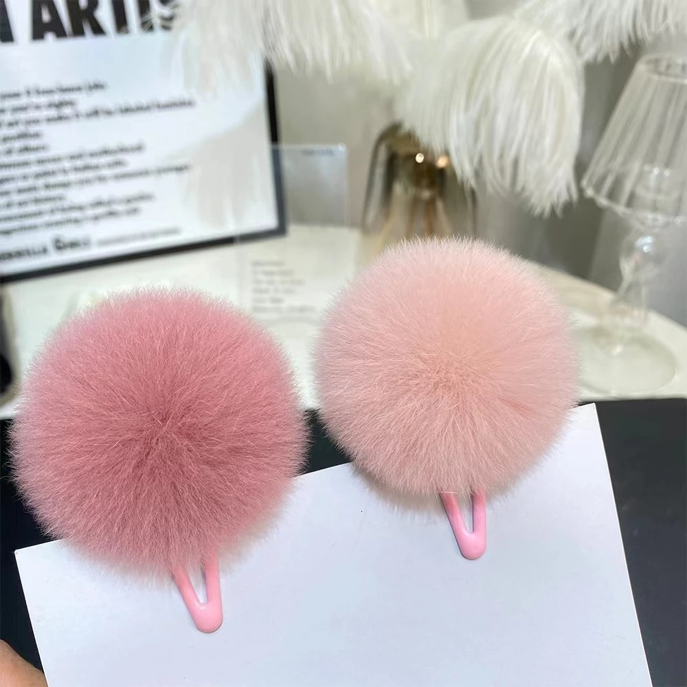 A real otter rabbit hair clip a pack of 5 colorful serve BB womens hair clip with cute head fluffy side hair clip 250409