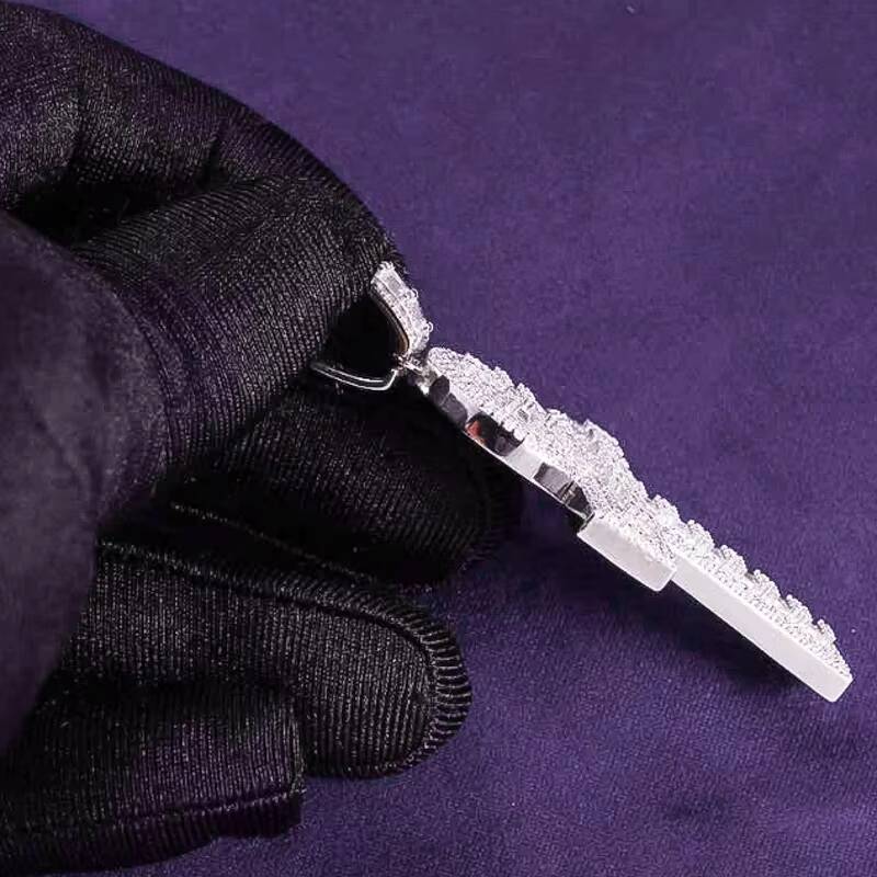Hip Hop Iced Out Bling 925 Sterling Silver Pass Diamond Tester VVS Moissanite Baguette Ankh Cross Pendant for Men Women