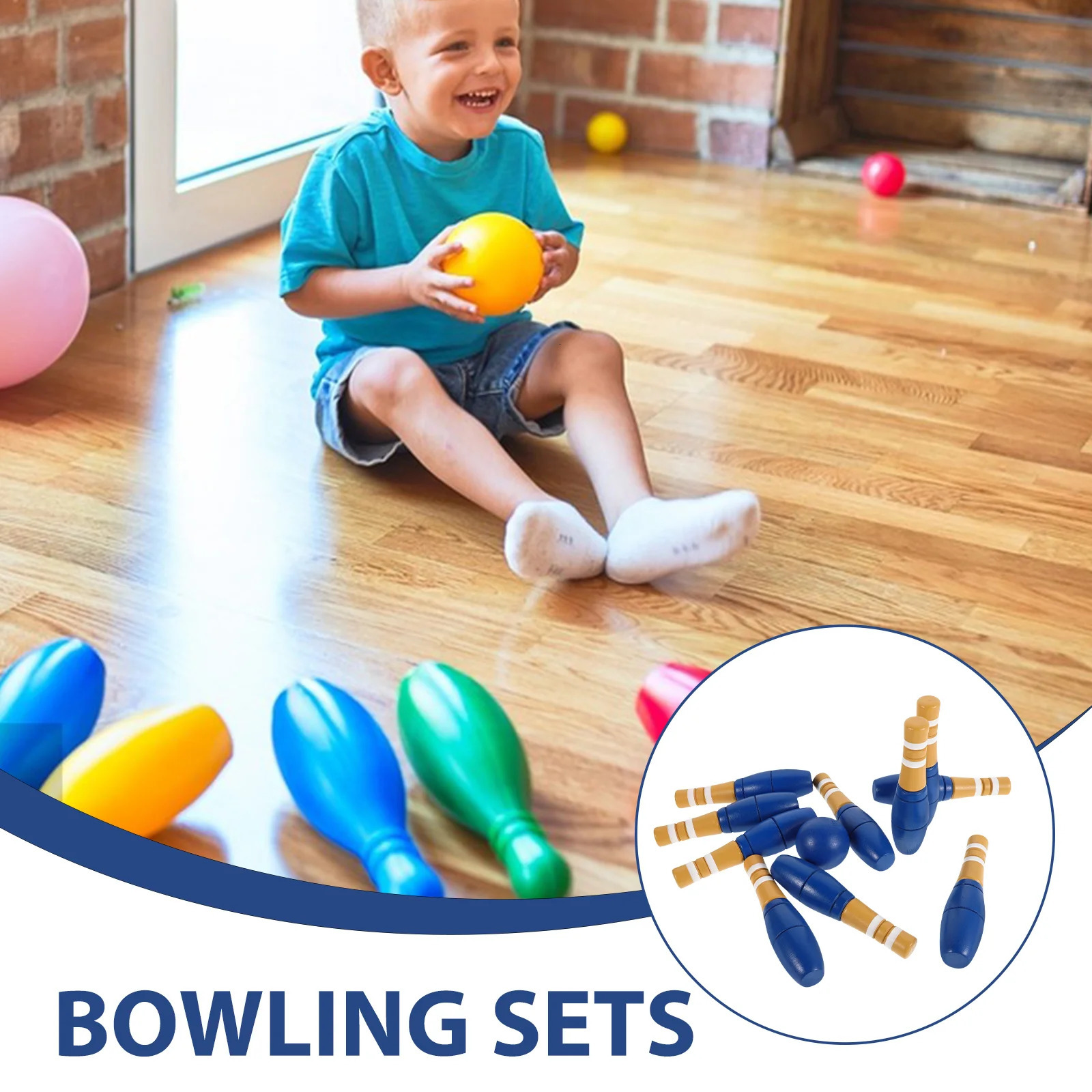 1 set of childrens bowling pins childrens indoor wooden bowling pins childrens bowling pins 250409