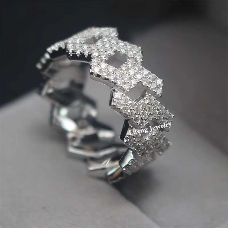 Custom Fashion Design Cuban Ring VVS Moissanite 925 Sterling Silver Hip Hop Ice Out White Gold Jewelry Gift for Men