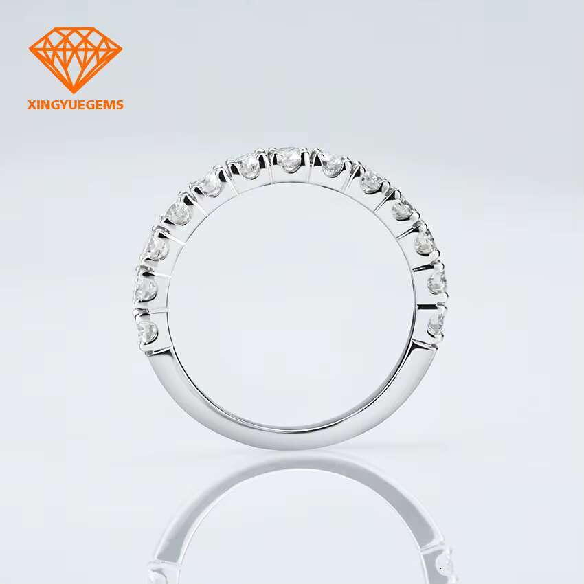 Trendy14/18k White Gold Jewelry Rings High Grade Colorless VVS Moissanite Diamond Wedding Rings