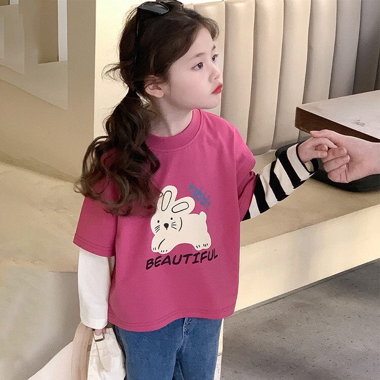 Ddmyshoesvip Girls Long Sleeved T Shirt New Children S And Autumn Style Western Style Base Shirt Girls Spring Clothes Fake Two Piece Top