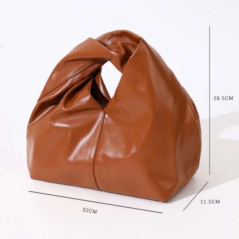 Meet You Soft Leather Pleated Handlebags For Women Trend Leisure Armpit Shopping Shoulder Bag Female Casual Commuter Tote