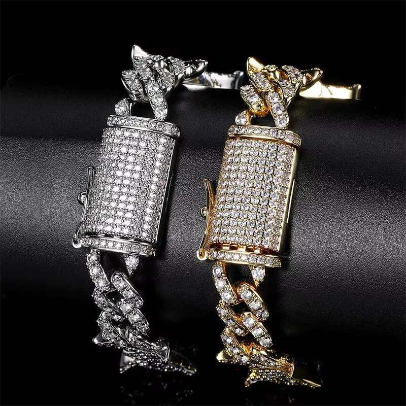 Fashion Silver Cuban Link Chain Bracelet Custom Iced Out Bracelet for Women