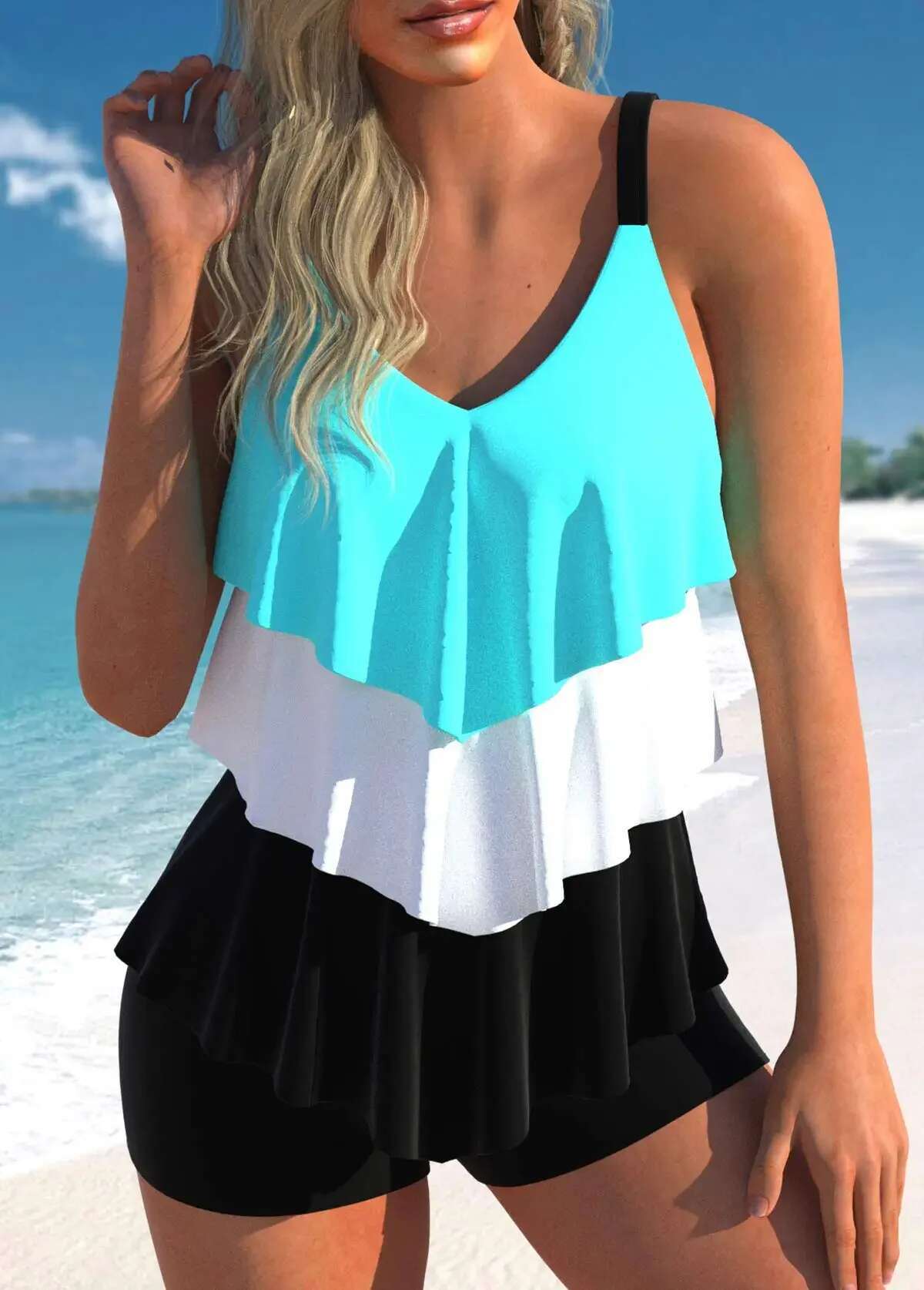 Summer Triple Ruffle Sexy Bikini Beachwear Ladies Low Waisted Swimsuit Women's Swimwear Swim Trunks S-6Xl