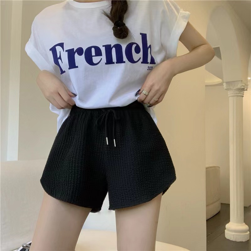 2025 New Designer Shorts Sports Shorts Women Waffle Casual And Versatile A-line Pants For Home Wear With Drawstring New High Waisted Slimming Shorts